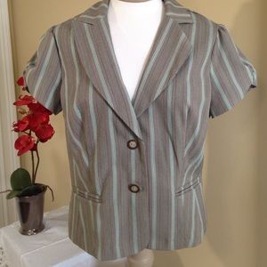 NEW Blazer Jacket Vintage Candies Career Tailored fit Striped Tufted Short Sl Lg
